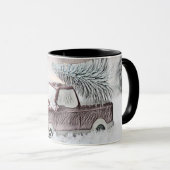  Red Truck met kerstboomtekening Mok (Voorkant rechts)