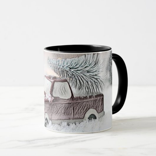  Red Truck met kerstboomtekening Mok (Voorkant rechts)