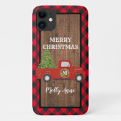 Red Truck met kerstboomtelefoon Case-Mate iPhone Case (Achterkant)