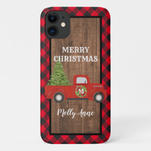  Red Truck met kerstboomtelefoon Case-Mate iPhone Case