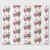 Red Truck met kerstboomverlichting Cadeaupapier (Vlak)