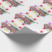 Red Truck met kerstboomverlichting Cadeaupapier (Hoek)