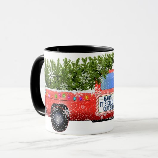  Red Truck met Mok voor kerstboomtekening (Voorkant links)