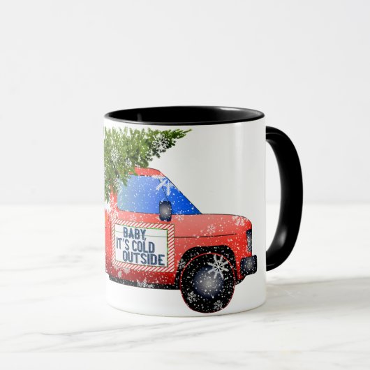  Red Truck met Mok voor kerstboomtekening (Voorkant rechts)
