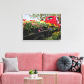 Red Truck met Spring Flowers & Rainbow Canvas Afdruk (Insitu (Woonkamer))