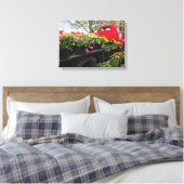 Red Truck met Spring Flowers & Rainbow Canvas Afdruk (Insitu (Slaapkamer))