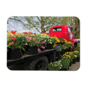 Red Truck met Spring Flowers & Rainbow Magneet (Horizontaal)