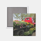 Red Truck met Spring Flowers & Rainbow Magneet (Voorkant / Achterkant)