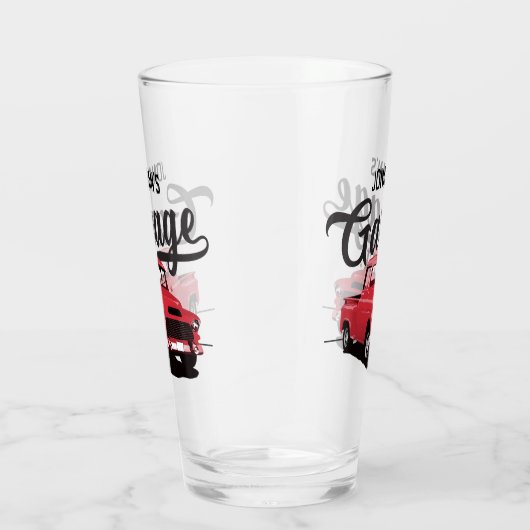 Red  Truck Name Custom Glass Tumbler (Rechts)