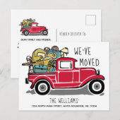  Red Truck New Home Moving White Aankondigingskaart (Voorkant / Achterkant)