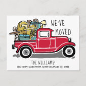  Red Truck New Home Moving White Aankondigingskaart (Voorkant)