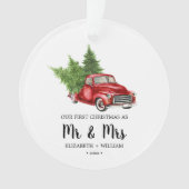 Red Truck Ons eerste kerstfotoorname Ornament (voorkant)