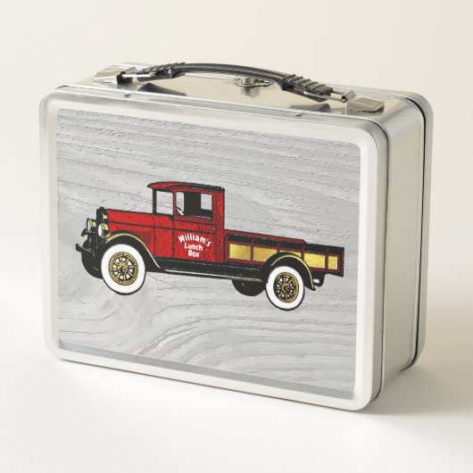  Red Truck op houtpatroon (Achterkant)