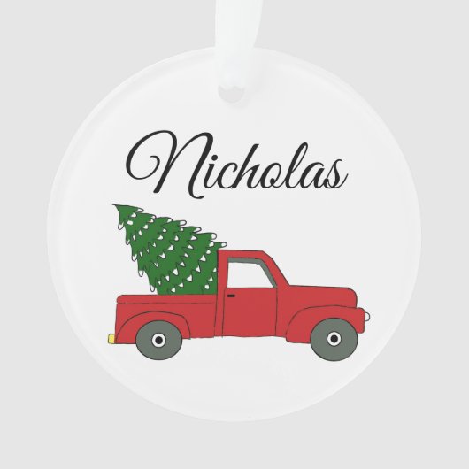 "Red Truck" op maat Ornament (voorkant)