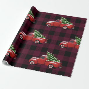 Red Truck op Red Black Pset Cadeaupapier
