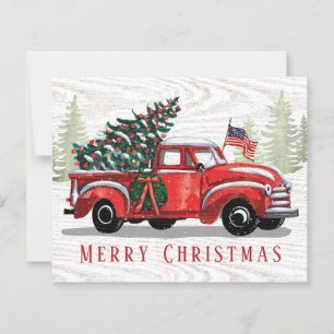  Red Truck Patriotic Budget kerstkaart