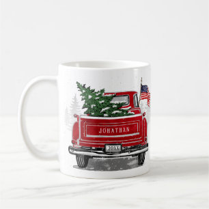 Red Truck Patriotic Flag Custom Holiday Koffiemok