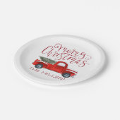  Red Truck Persoonlijk kerstfeest Papieren Bordje (Gekanteld)