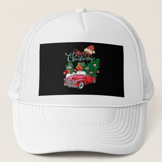 Red Truck Pickup Christmas Tree Merry Christmas Sn Trucker Pet (Voorkant)