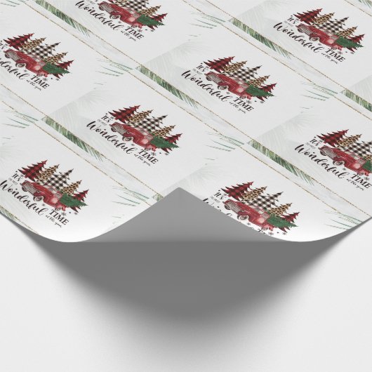  Red Truck, Pine Tree Cadeaupapier (Hoek)