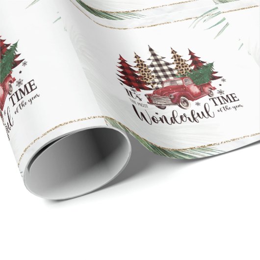  Red Truck, Pine Tree Cadeaupapier (Rol Hoek)