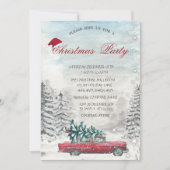 Red Truck Pine Tree Forest-kerstuitnodiging Kaart (Voorkant)