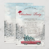 Red Truck Pine Tree Forest-kerstuitnodiging Kaart (Voorkant / Achterkant)