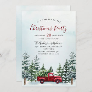 Red Truck Pine Tree Holiday Christmas Little Party Kaart
