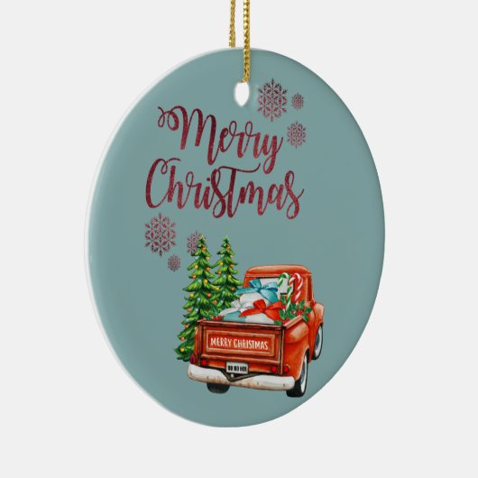 Red Truck Pine Tree kerst Keramisch Ornament (Rechts)