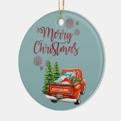 Red Truck Pine Tree kerst Keramisch Ornament (Links)