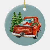 Red Truck Pine Tree kerst Keramisch Ornament (Achterkant)