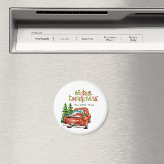 Red Truck Pine Tree kerst Magneet (Insitu (Vaatwasser))