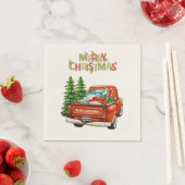 Red Truck Pine Tree kerst Servet (Insitu)