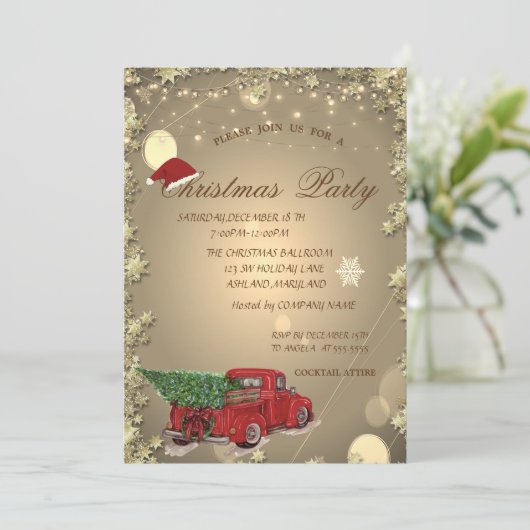 Red Truck Pine Tree (kerstfeest) Kaart (Staand voorkant)