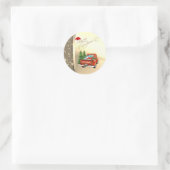 Red Truck Pine Tree-kerstfeestjes Gold Ronde Sticker (Tas)