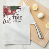 Red Truck, Pine Tree Theedoek (Quarter Fold)