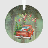 Red Truck Pine Trees, Hood, onze eerste kerst Ornament (achterkant)