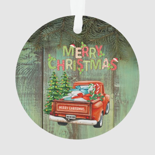Red Truck Pine Trees, Hood, onze eerste kerst Ornament (achterkant)