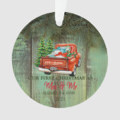 Red Truck Pine Trees, Hood, onze eerste kerst Ornament (voorkant)