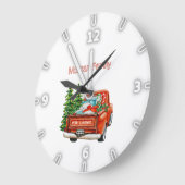 Red Truck Pine Trees kerst Grote Klok (Hoek)