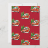 Red Truck Pine Trees kerstparty Kaart (Achterkant)