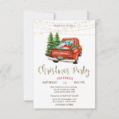 Red Truck Pine Trees, Licht Wood Kerstfeest Kaart (Voorkant)