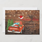 Red Truck Pine Trees, Licht Wood Kerstfeest Kaart (Voorkant)
