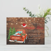 Red Truck Pine Trees, Licht Wood Kerstfeest Kaart (Staand voorkant)