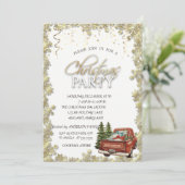 Red Truck Pine TreeS, Sterren kerstfeest Kaart (Staand voorkant)