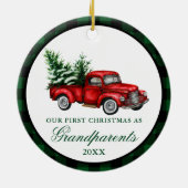  Red Truck Pset Grandparent Kerstmis Keramisch Ornament (Achterkant)