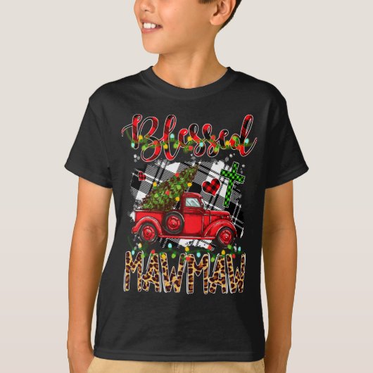 Red Truck Pset Xmas Blessed Mawmaw Family Ch T-shirt (Voorkant)