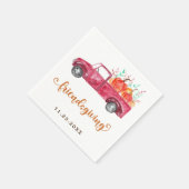 Red Truck Pumpkin Friendsgiving Herfst Script Cute Servet (Hoek)
