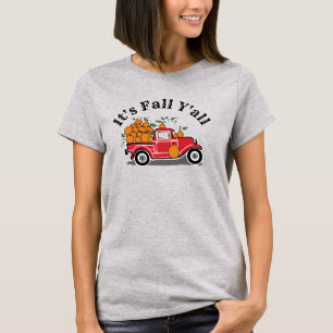 Red Truck Pumpkins Het is Herfst Y'all Quote T-shirt