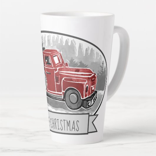 Red Truck Retro Merry Kerstmis Latte Mok (Rechterhoek)